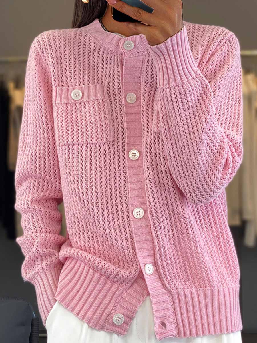 Cora | Classic Knit Cardigan with Chest Pockets
