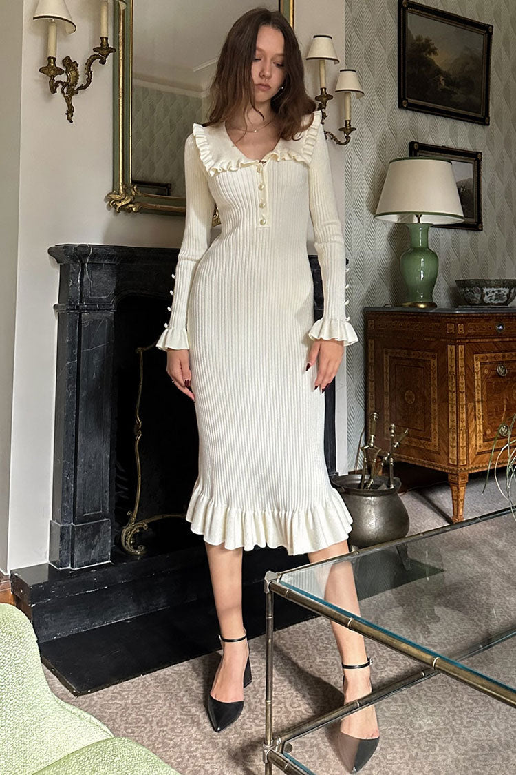 Rhea | Knit Dress with Peter Pan Collar