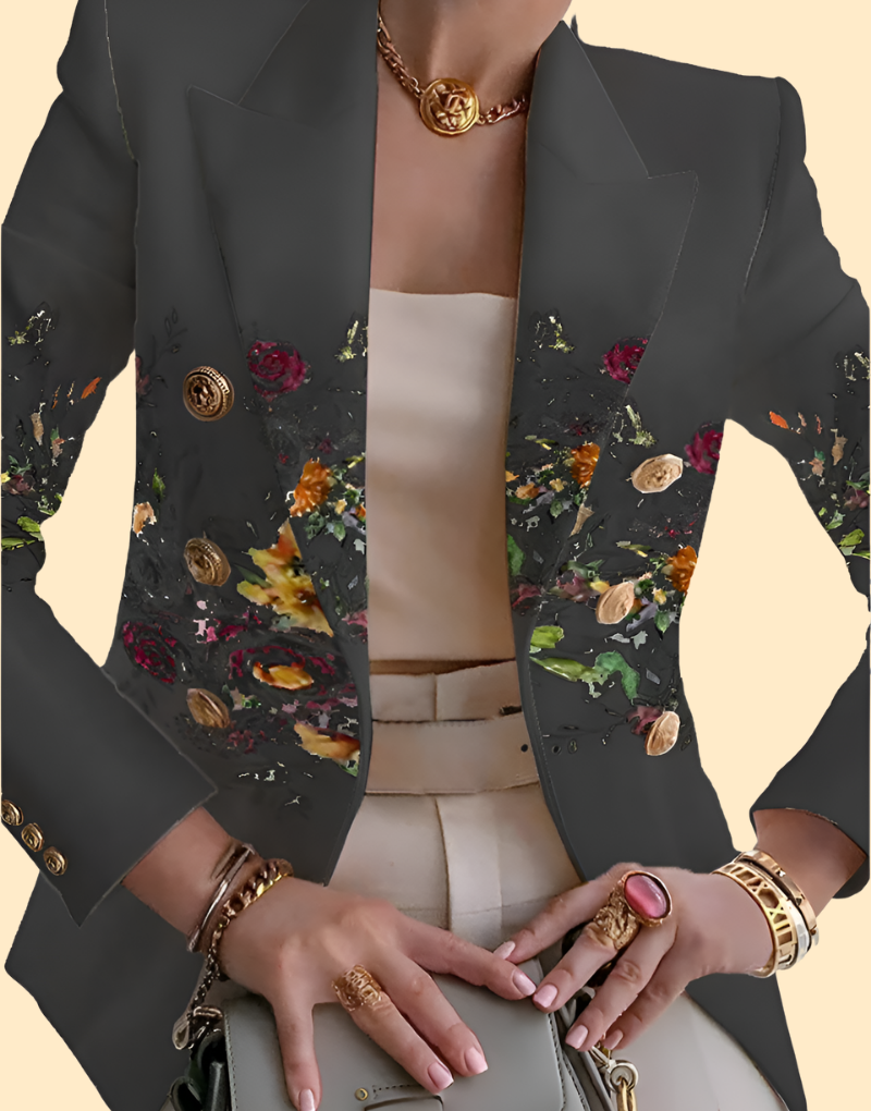 Georgia | Elegant Floral-Trim Blazer for Women