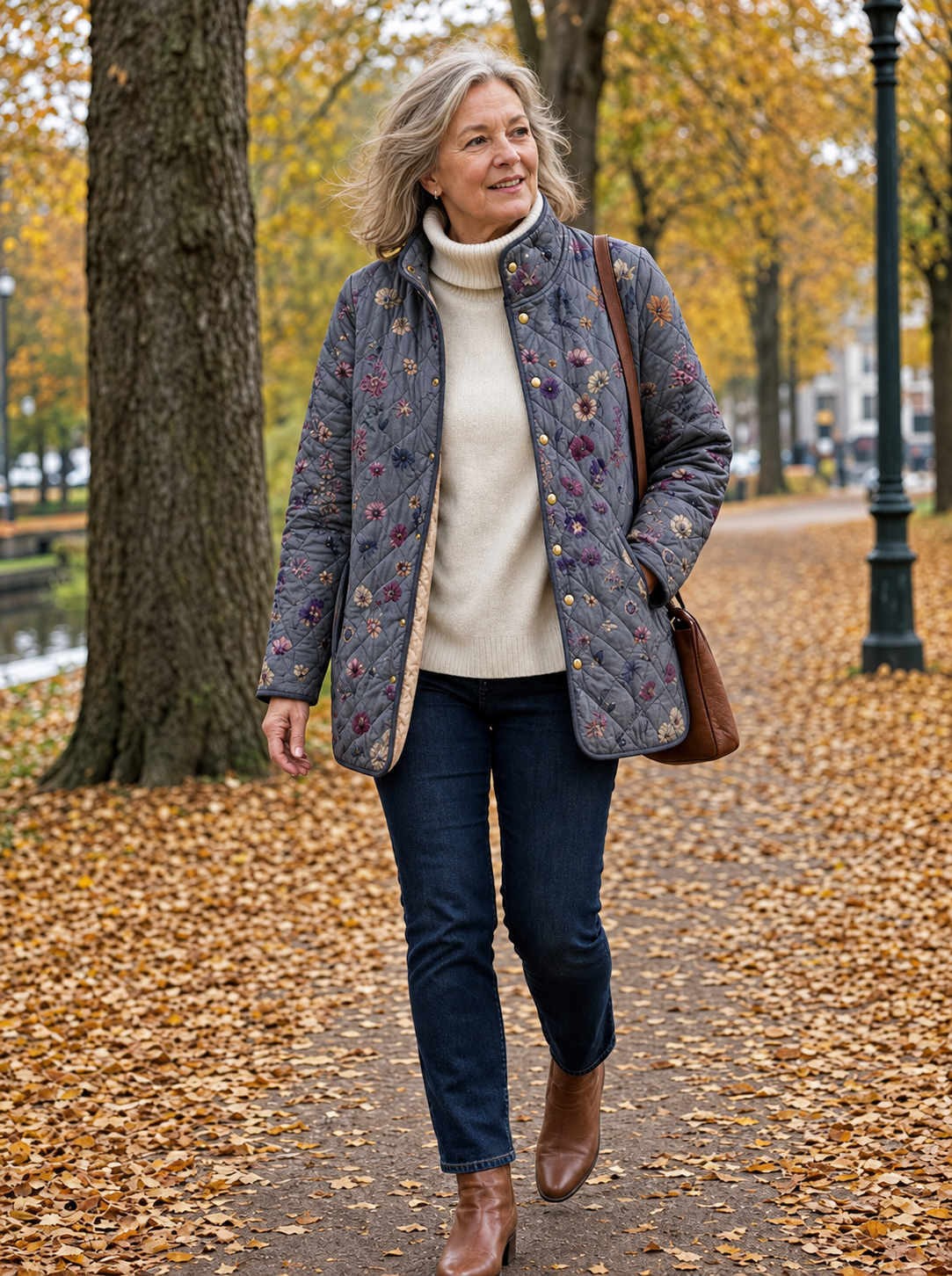 Odette | Floral Quilted Coat with Button Closure