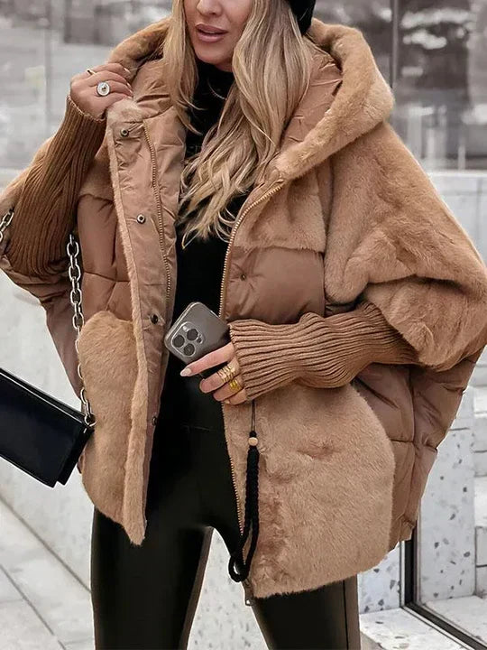 Olivia | Elegant Hooded Jacket with Plush Panel Design