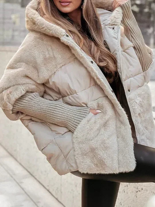 Olivia | Elegant Hooded Jacket with Plush Panel Design