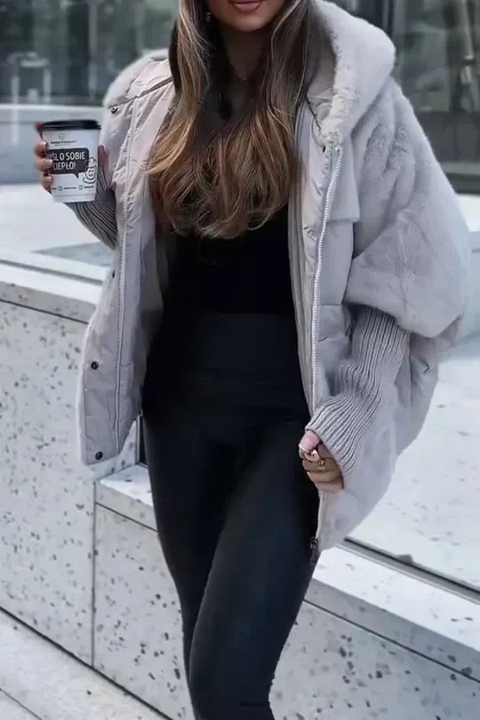 Olivia | Elegant Hooded Jacket with Plush Panel Design