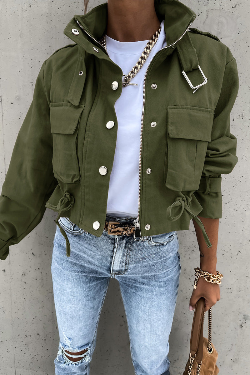 Nina | Cool City Jacket with Button and Zipper Details