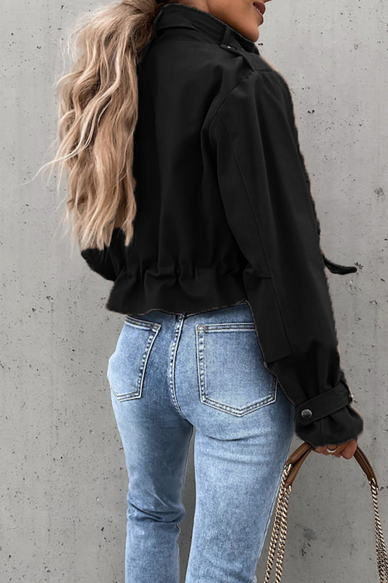Nina | Cool City Jacket with Button and Zipper Details