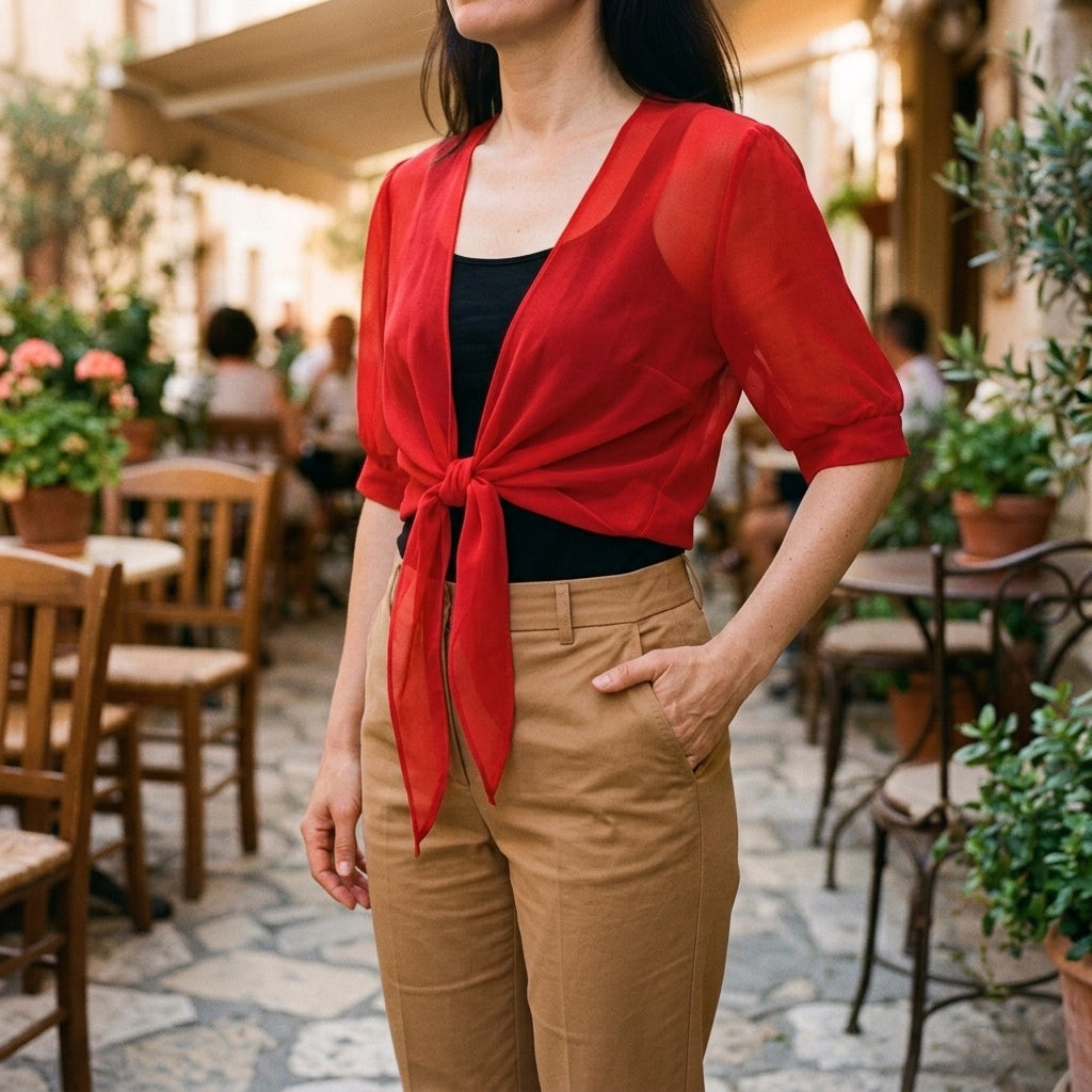 Eleanor | Sheer Tie-Front Cardigan for Women
