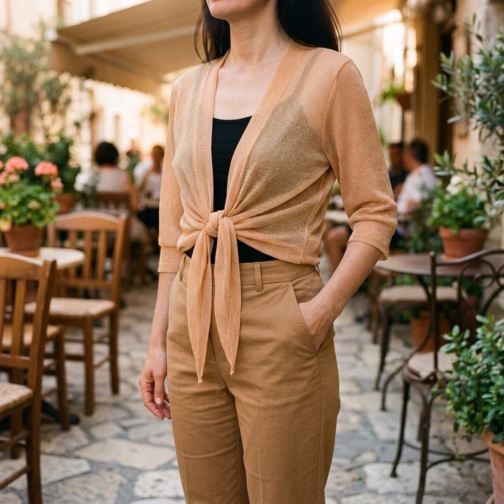 Eleanor | Sheer Tie-Front Cardigan for Women