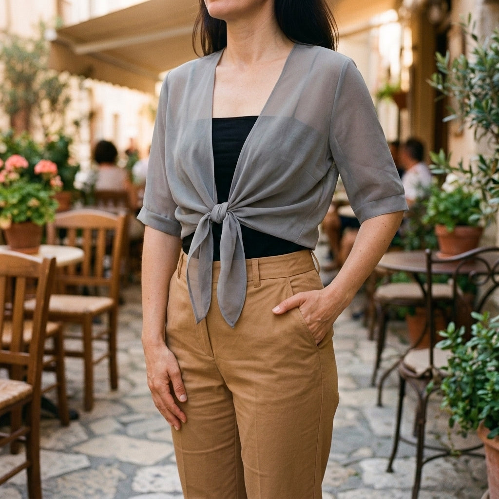 Eleanor | Sheer Tie-Front Cardigan for Women