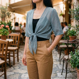 Eleanor | Sheer Tie-Front Cardigan for Women