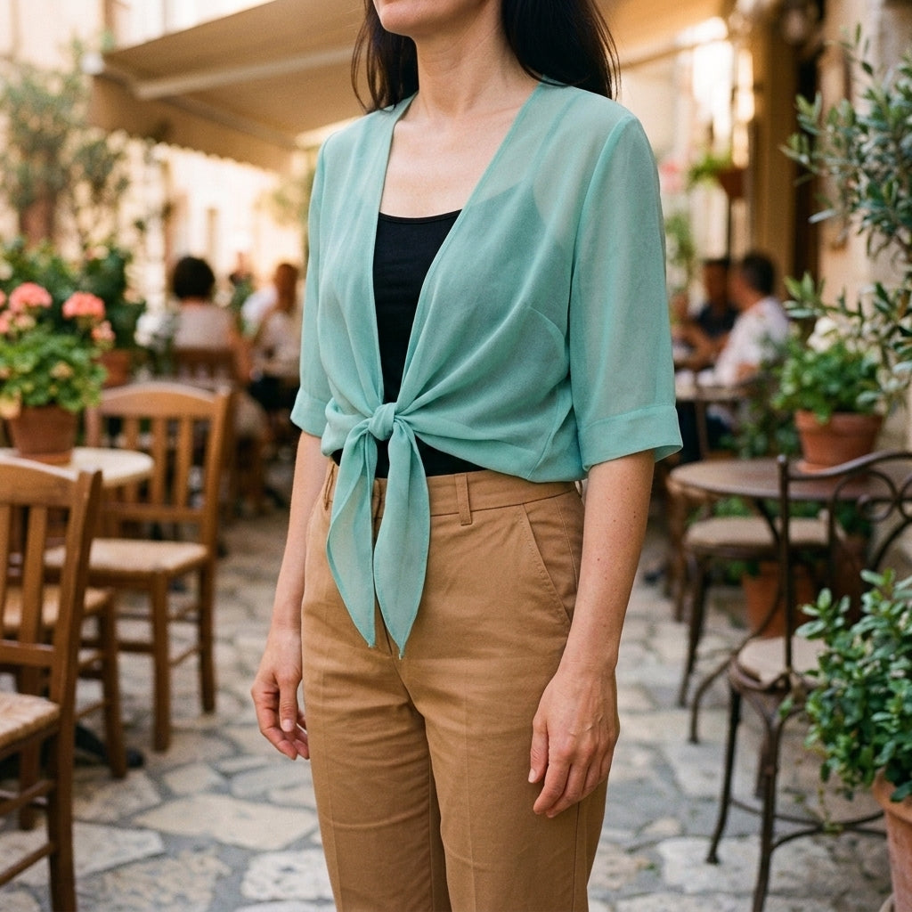 Eleanor | Sheer Tie-Front Cardigan for Women