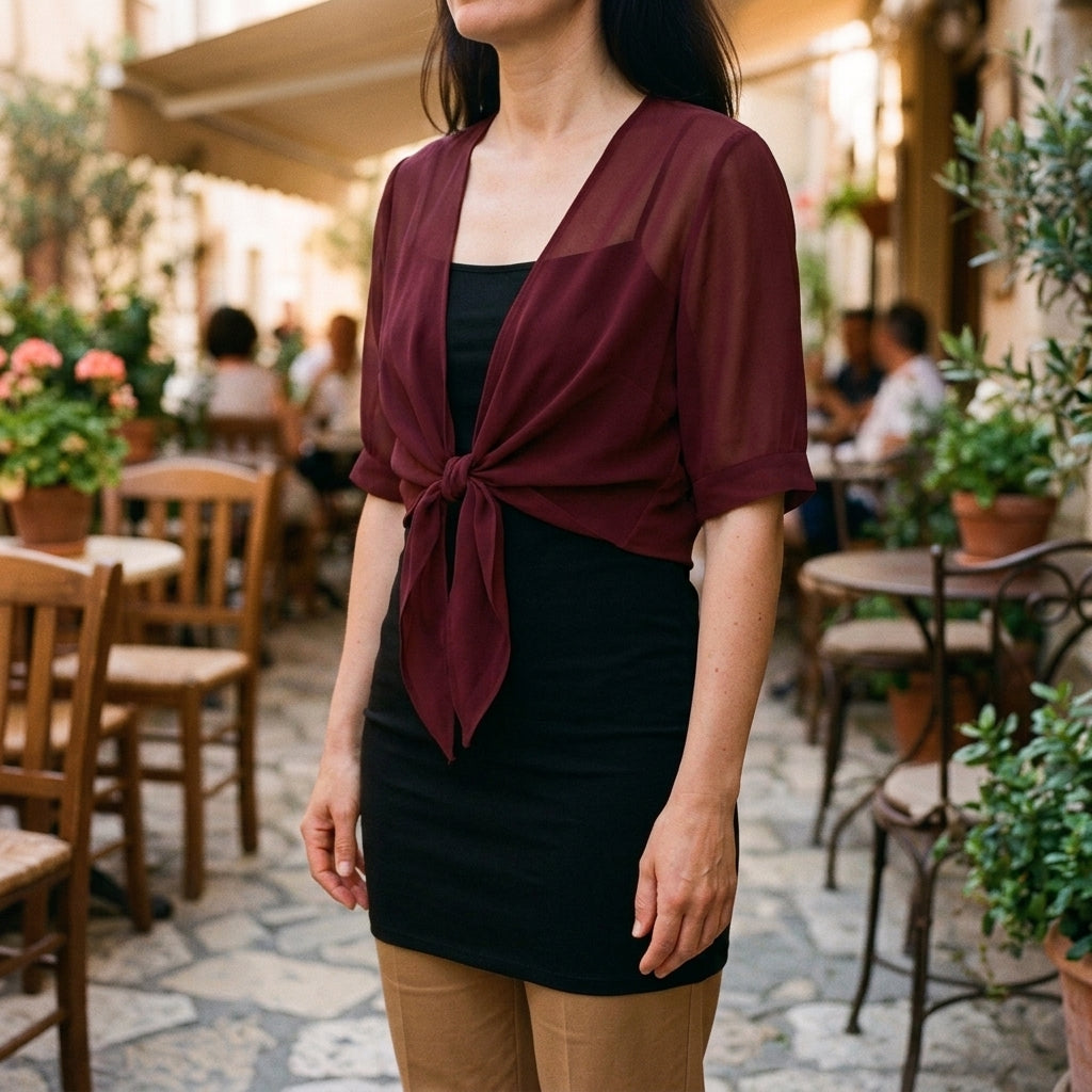 Eleanor | Sheer Tie-Front Cardigan for Women