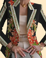 Georgia | Elegant Floral-Trim Blazer for Women