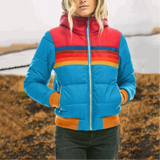 Ruby | Quilted Puffer Jacket with Retro Stripes