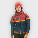 Ruby | Quilted Puffer Jacket with Retro Stripes