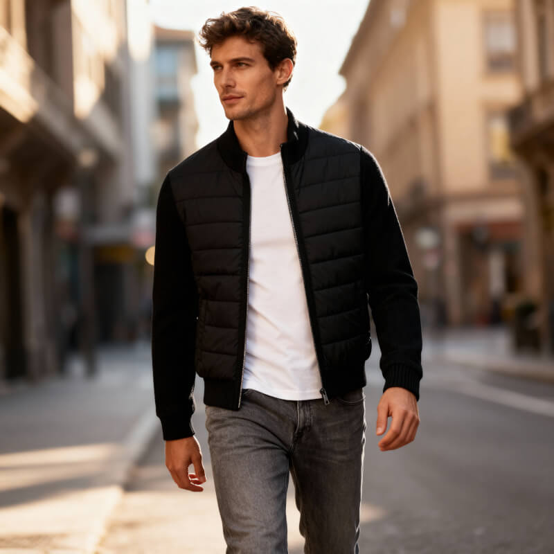 Denzel | Lightweight Quilted Jacket with Knitted Sleeves