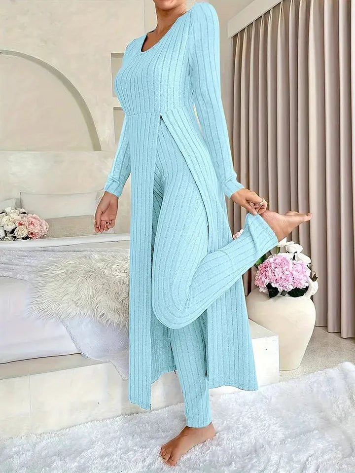 Bella | Casual Knit Dress with Side Slit and Leggings Set