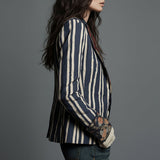 Emma | Bohemian Artisan Mixed-Print Striped Blazer