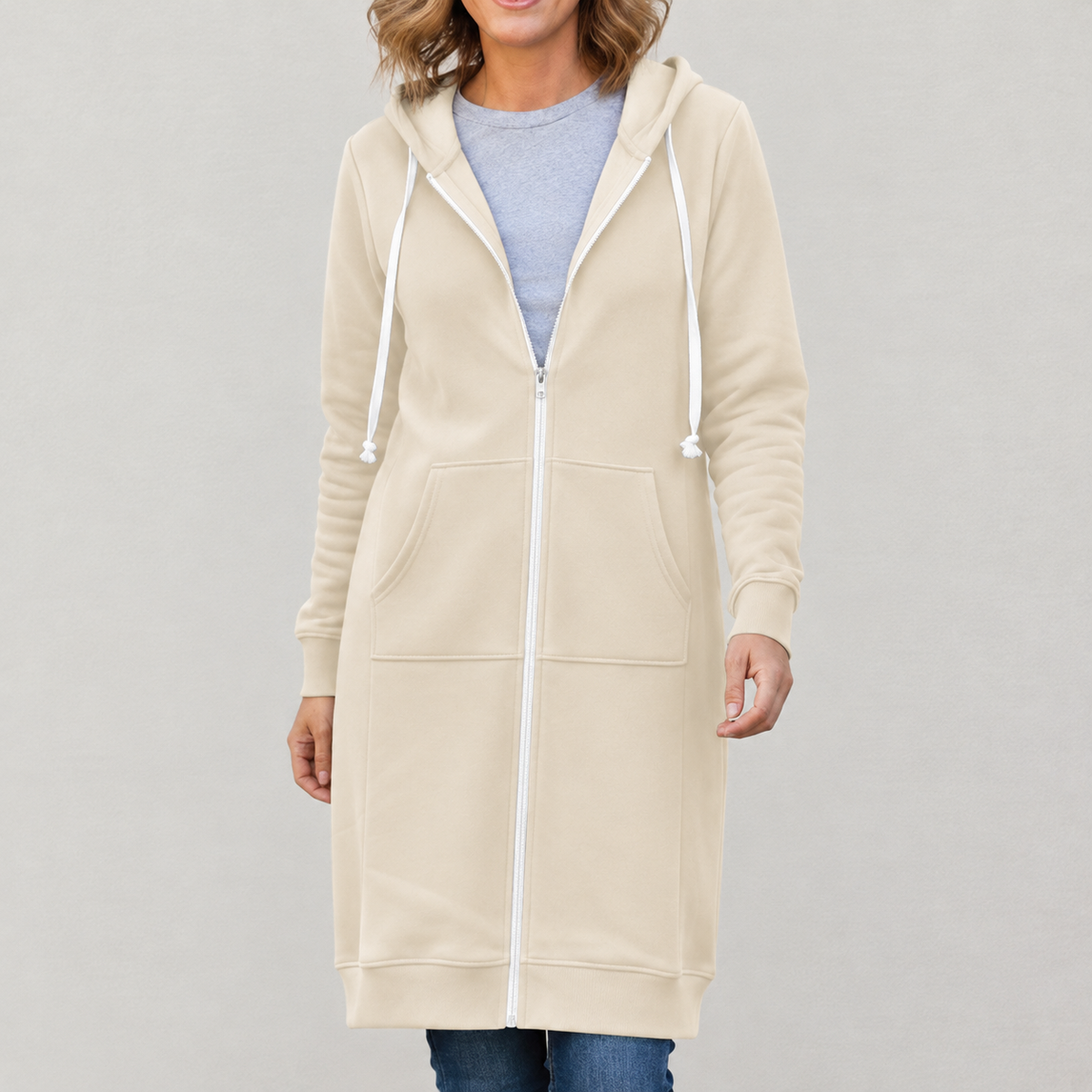 Maya | Cozy Long Zip-Up Hoodie for Women