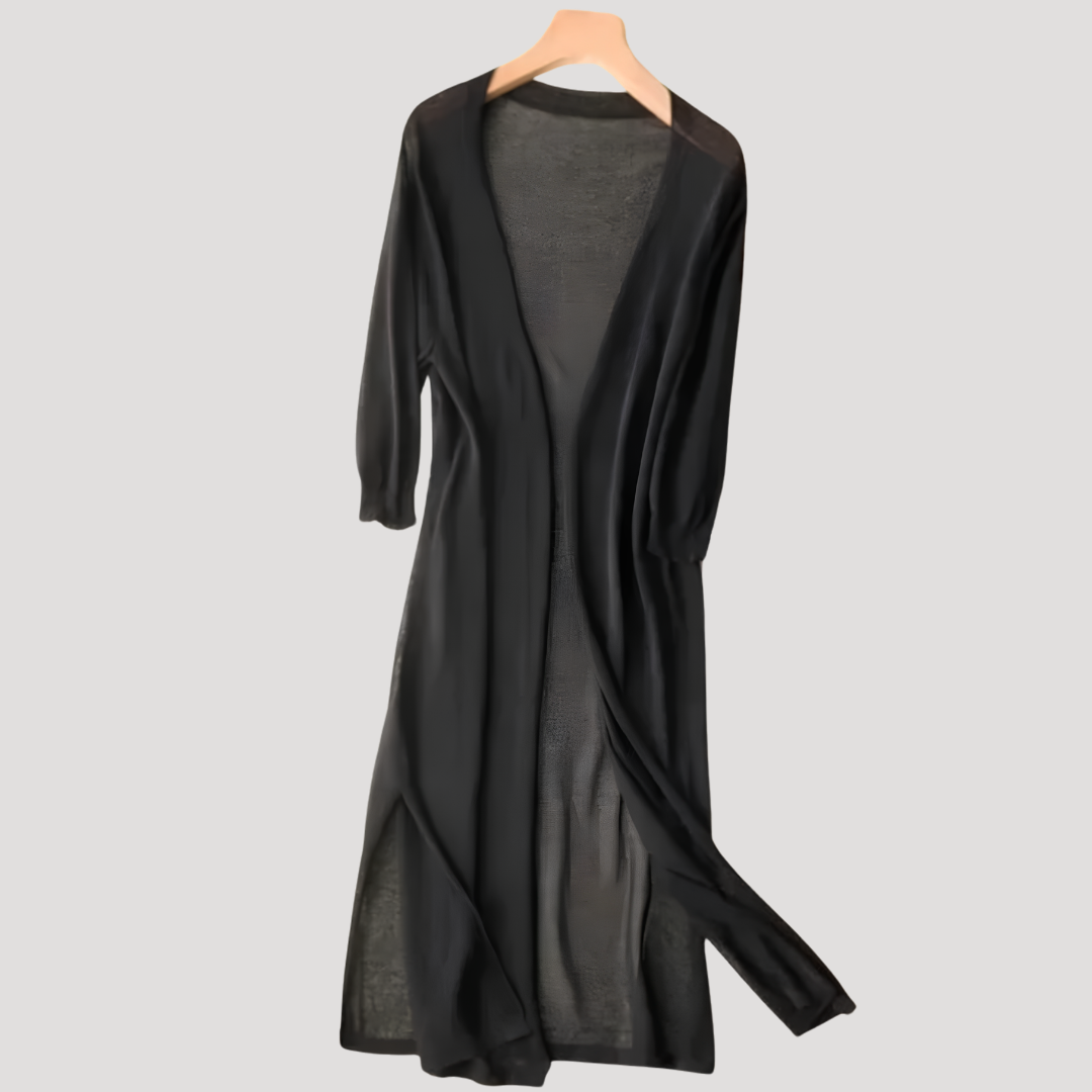 Quinley | Long Open-Front Cardigan with Waist Tie