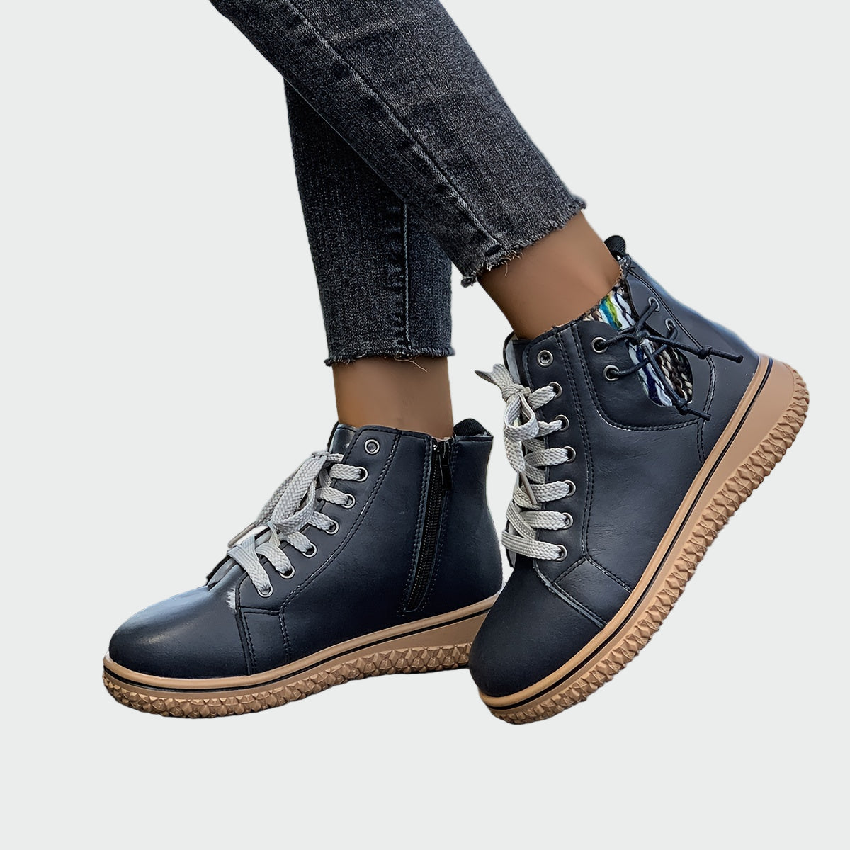Selma | Orthopedic Leather Ankle Boots with Lace-Up Design