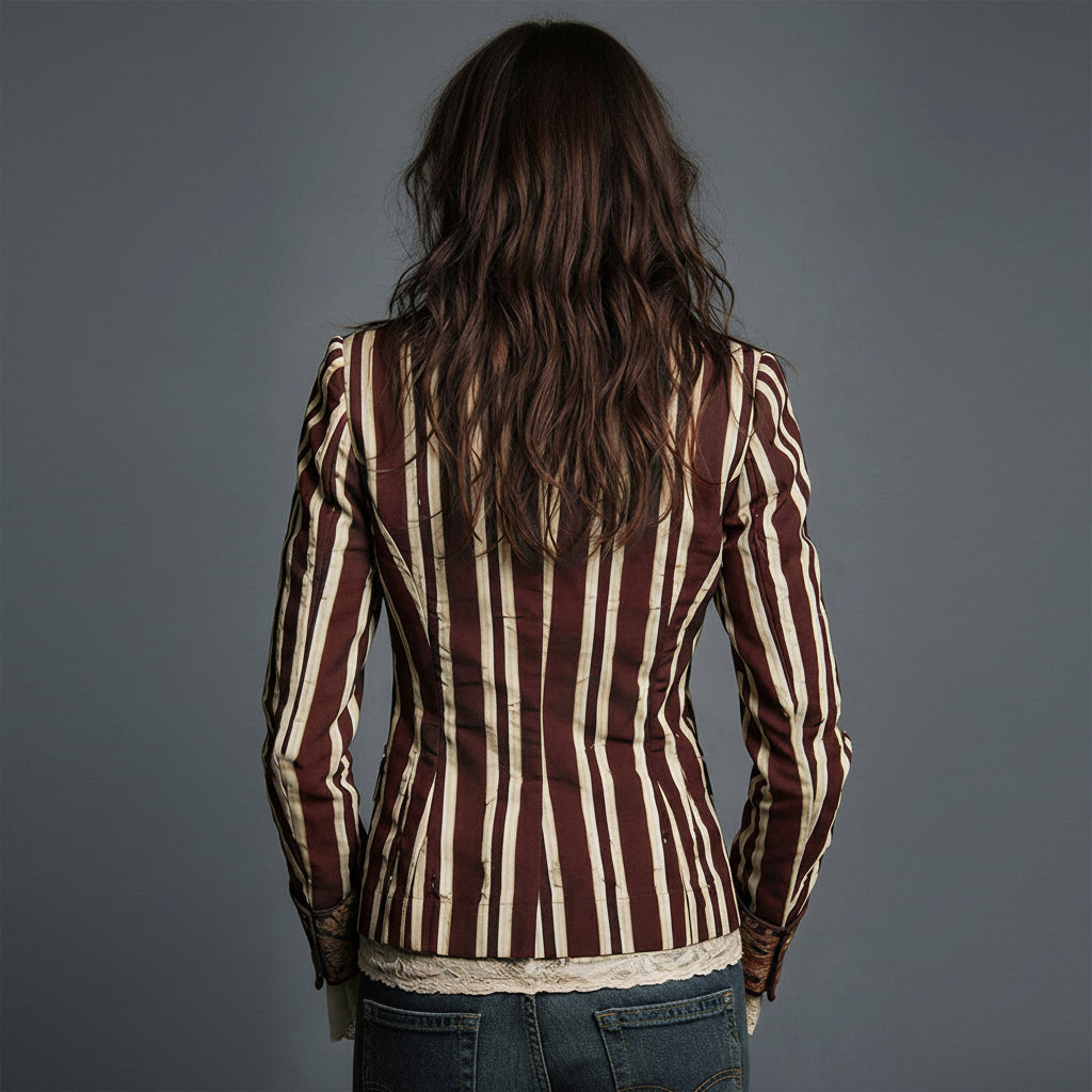 Emma | Bohemian Artisan Mixed-Print Striped Blazer
