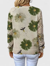 Una | Elegant Floral Pattern Knit Sweater