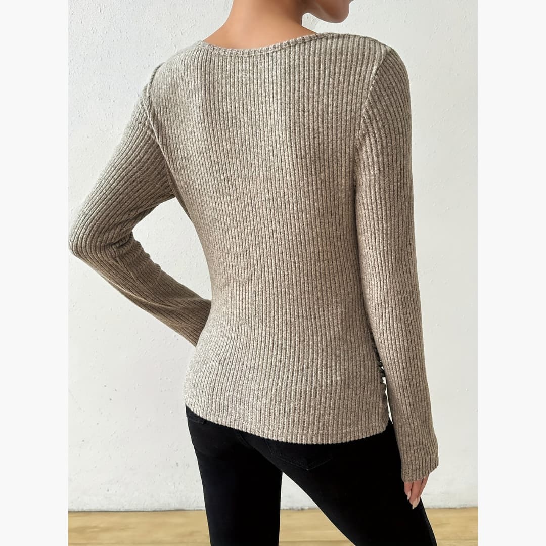 Nell | Women's Ribbed Boat-Neck Knit Sweater