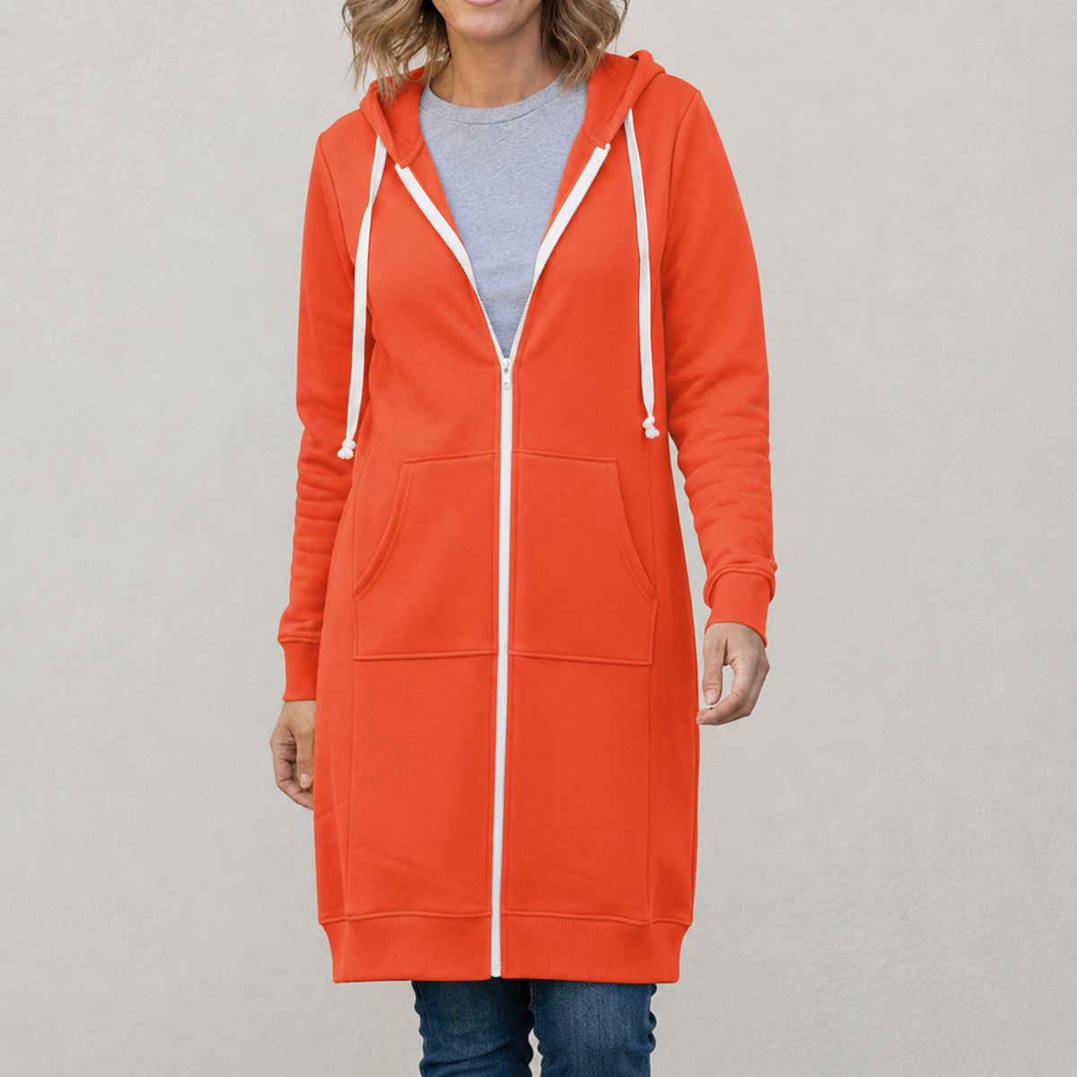Maya | Cozy Long Zip-Up Hoodie for Women