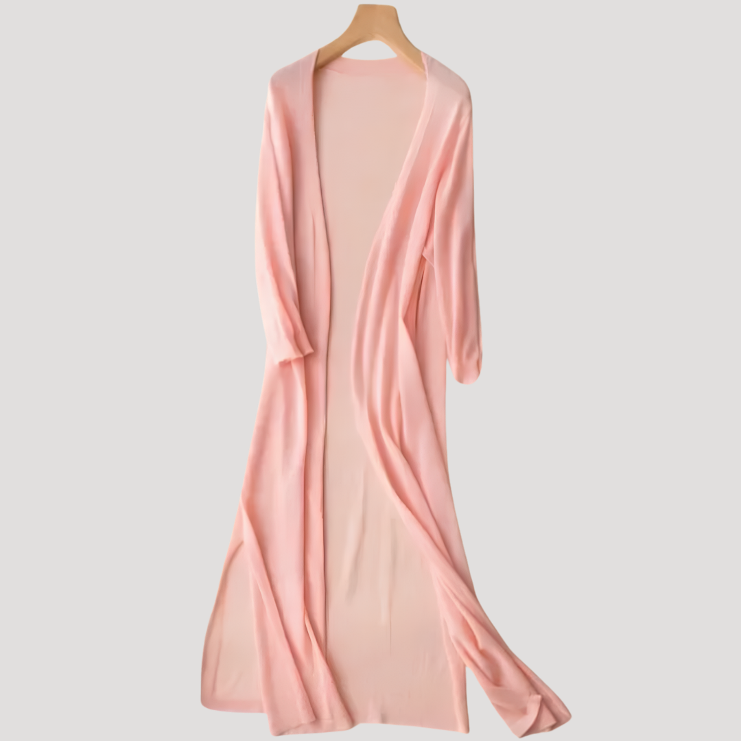 Quinley | Long Open-Front Cardigan with Waist Tie
