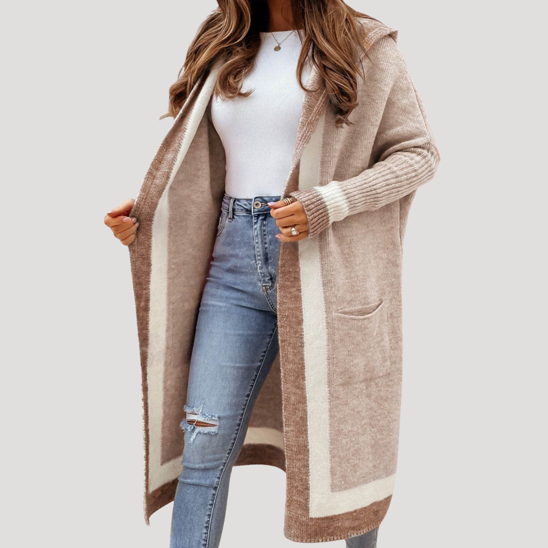 Sasha | Longline Knit Cardigan with Stripe Detail