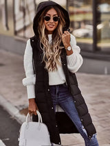 Una | Long Quilted Vest with Adjustable Hood