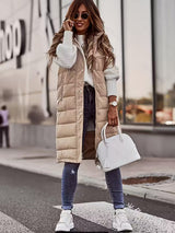 Una | Long Quilted Vest with Adjustable Hood