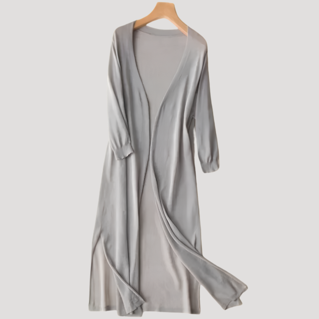 Quinley | Long Open-Front Cardigan with Waist Tie