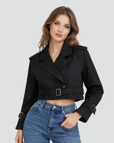 Elena | Women's Cropped Belted Trench Coat