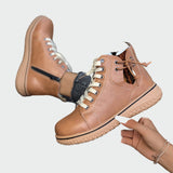 Selma | Orthopedic Leather Ankle Boots with Lace-Up Design
