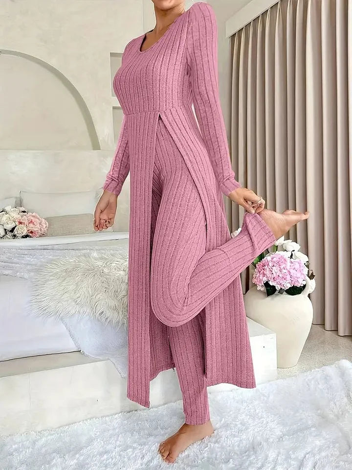 Bella | Casual Knit Dress with Side Slit and Leggings Set