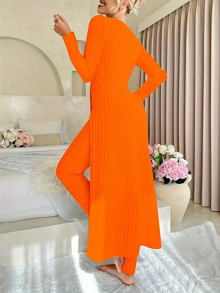 Bella | Casual Knit Dress with Side Slit and Leggings Set