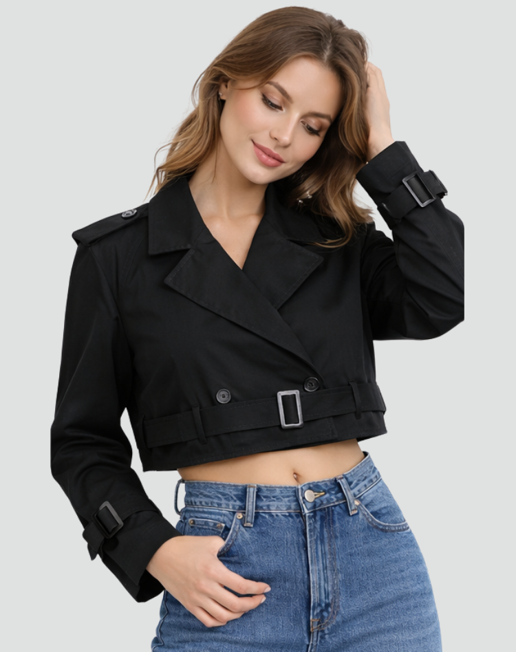 Elena | Women's Cropped Belted Trench Coat