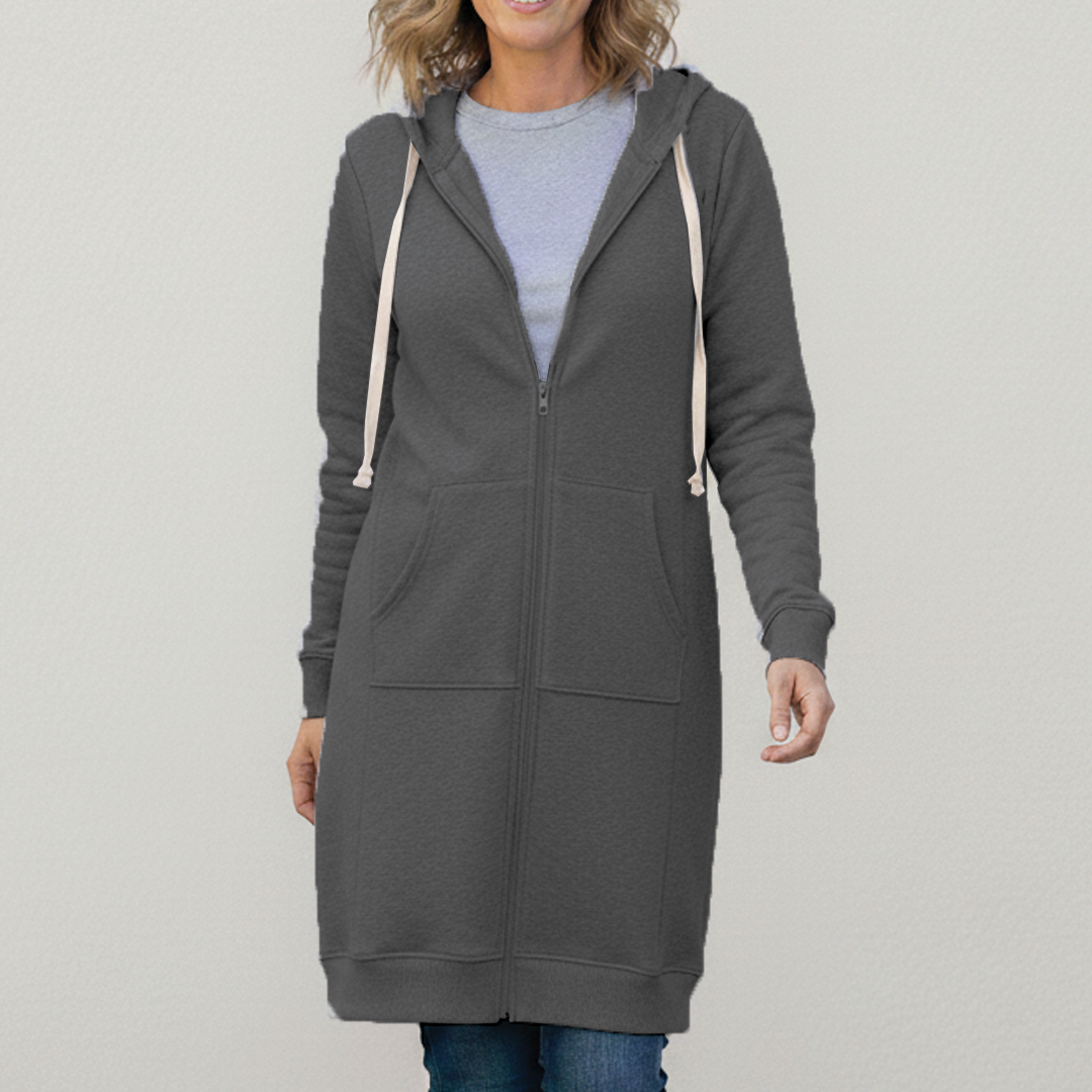 Maya | Cozy Long Zip-Up Hoodie for Women