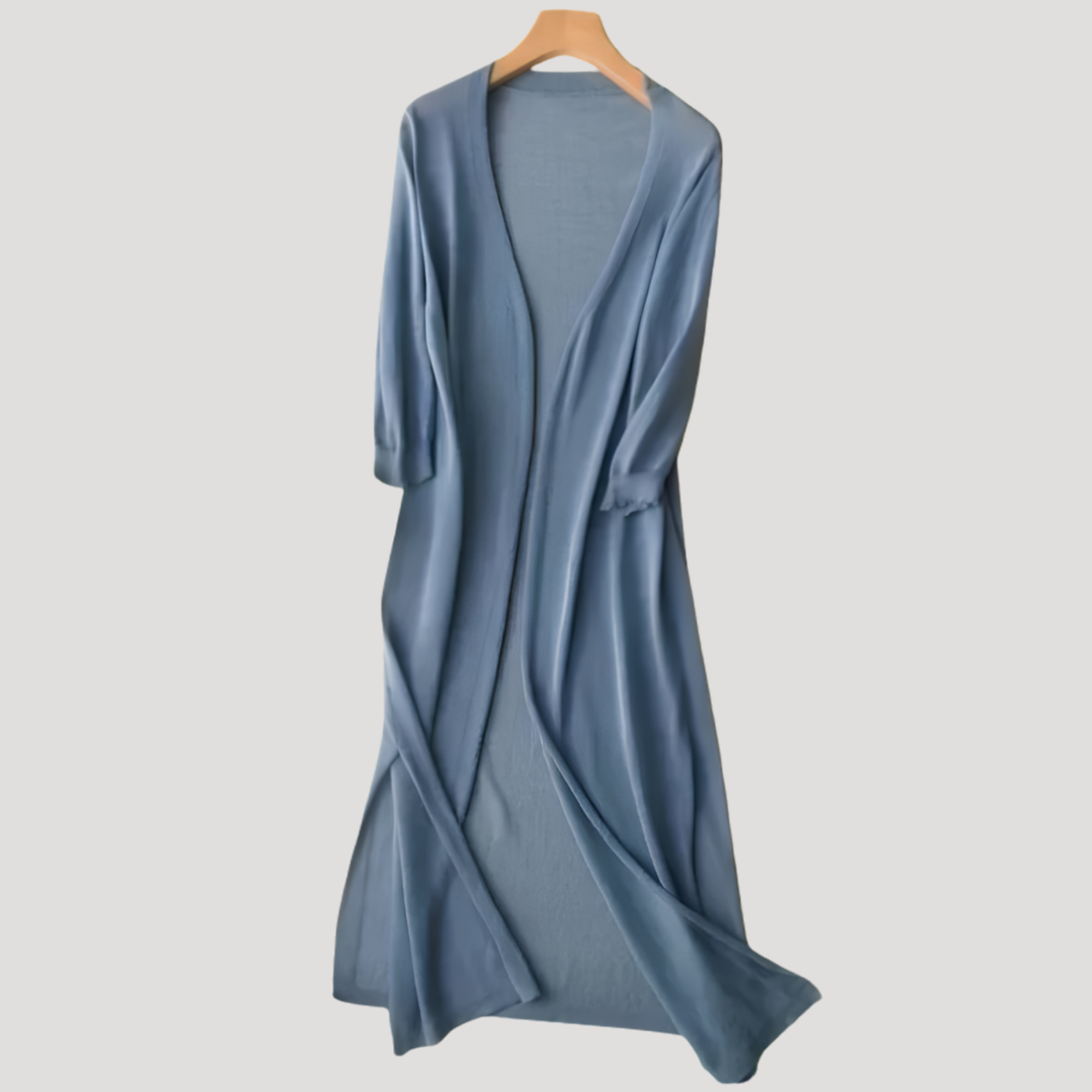 Quinley | Long Open-Front Cardigan with Waist Tie