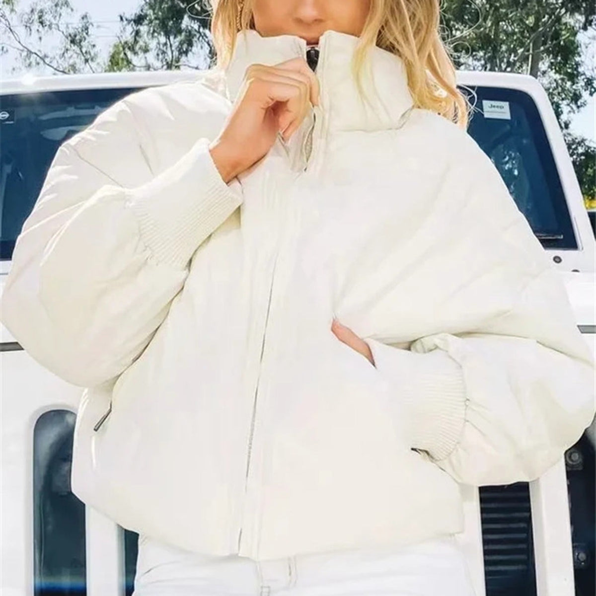 Adeline | Cropped Hooded Puffer Jacket for Women