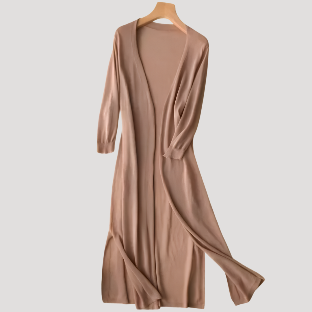 Quinley | Long Open-Front Cardigan with Waist Tie