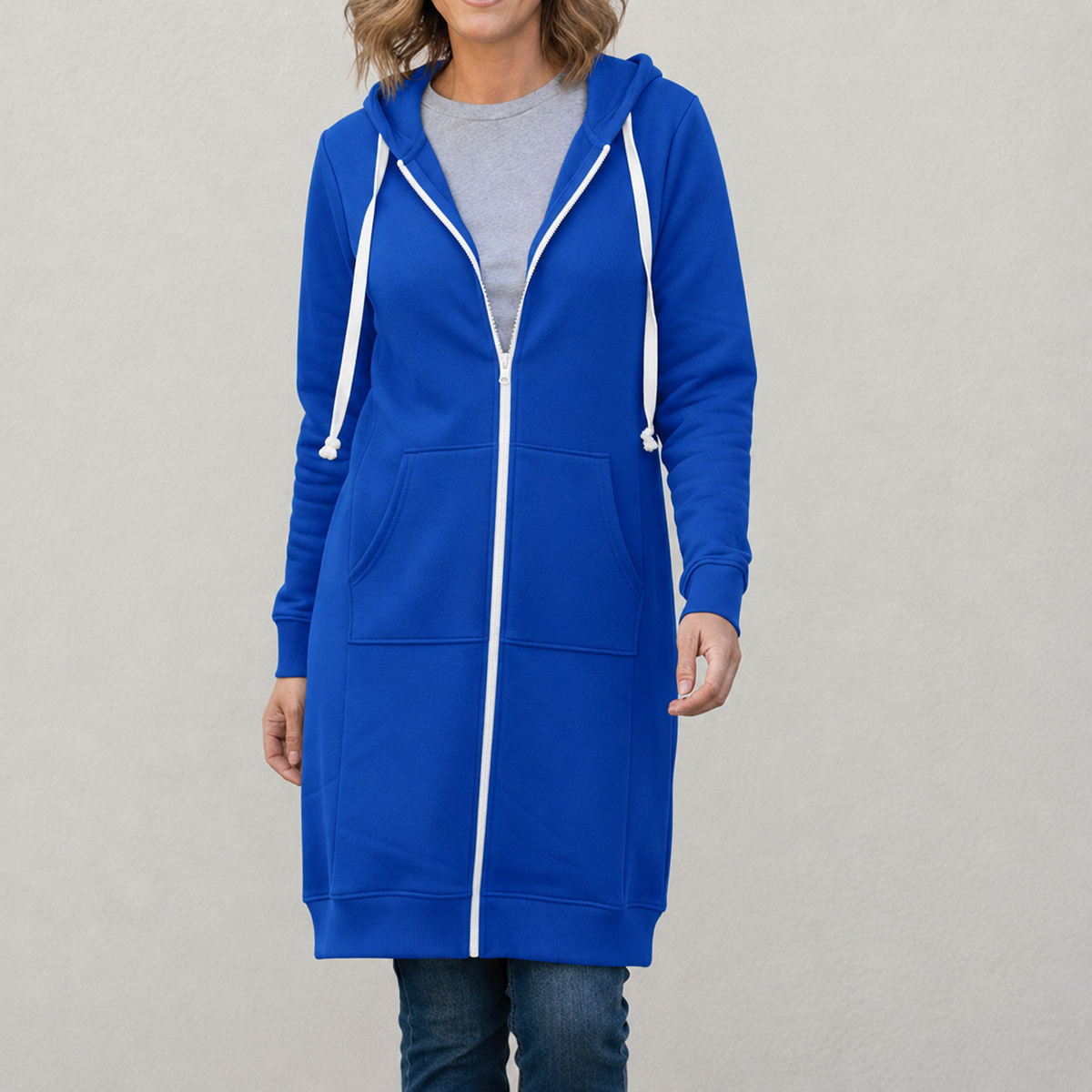Maya | Cozy Long Zip-Up Hoodie for Women