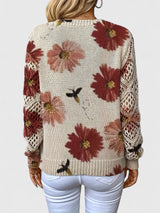 Una | Elegant Floral Pattern Knit Sweater