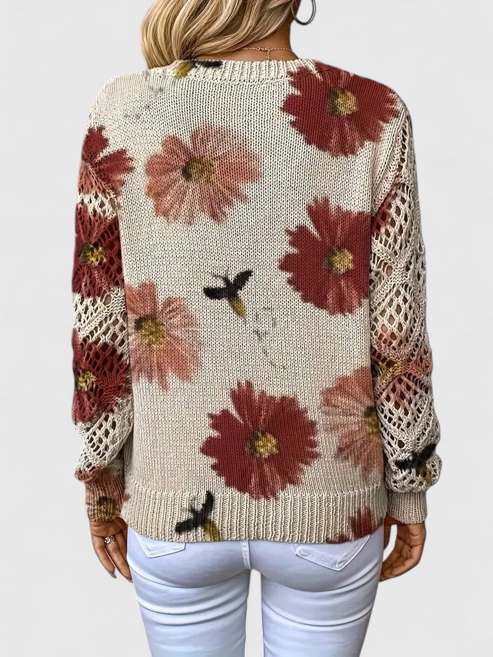 Una | Elegant Floral Pattern Knit Sweater