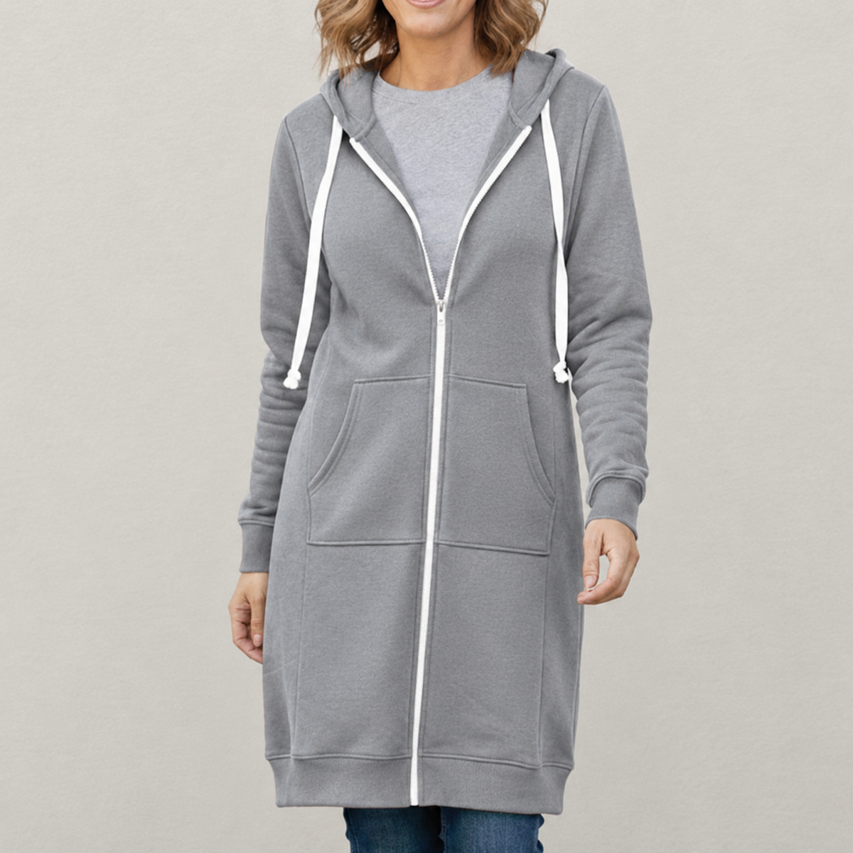Maya | Cozy Long Zip-Up Hoodie for Women