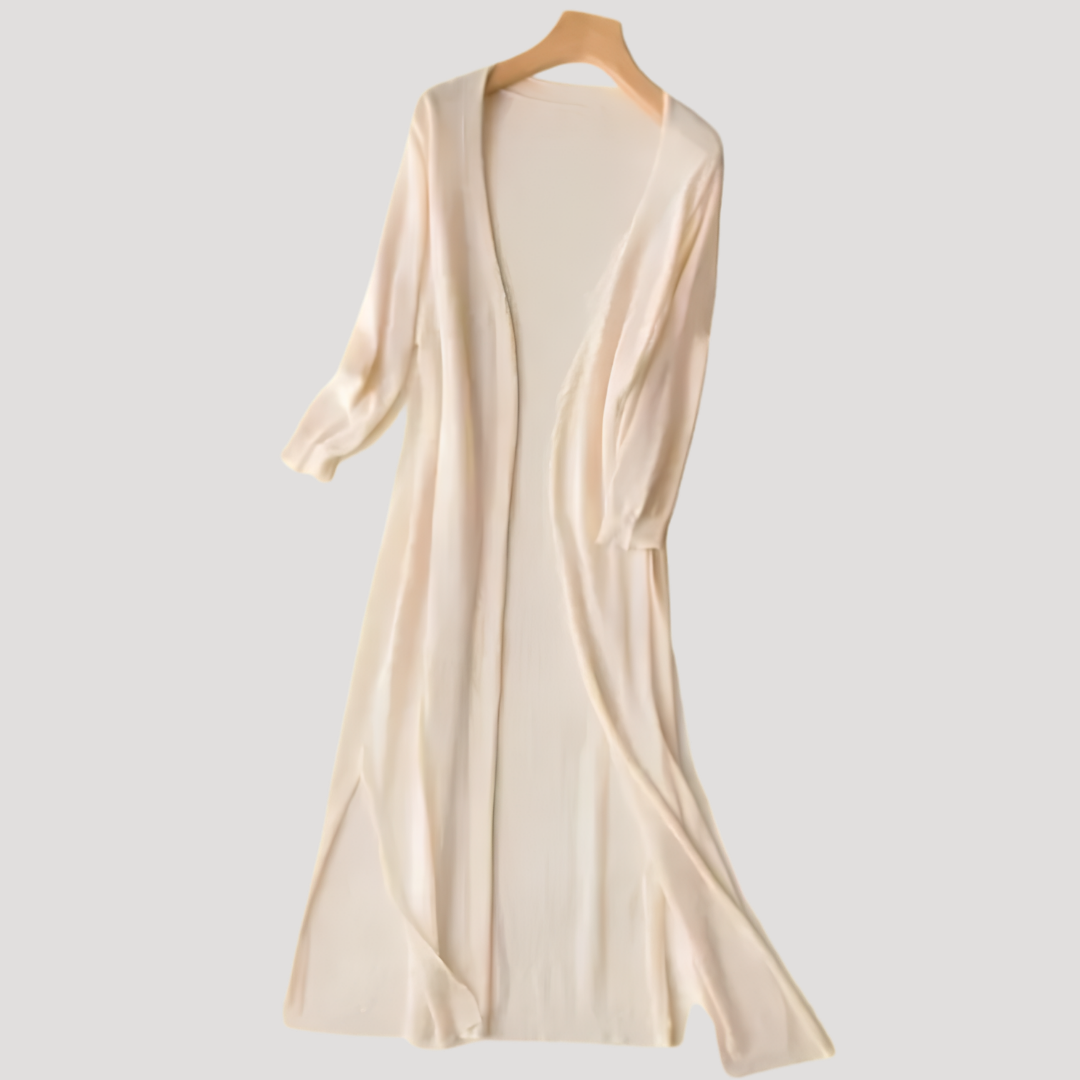 Quinley | Long Open-Front Cardigan with Waist Tie