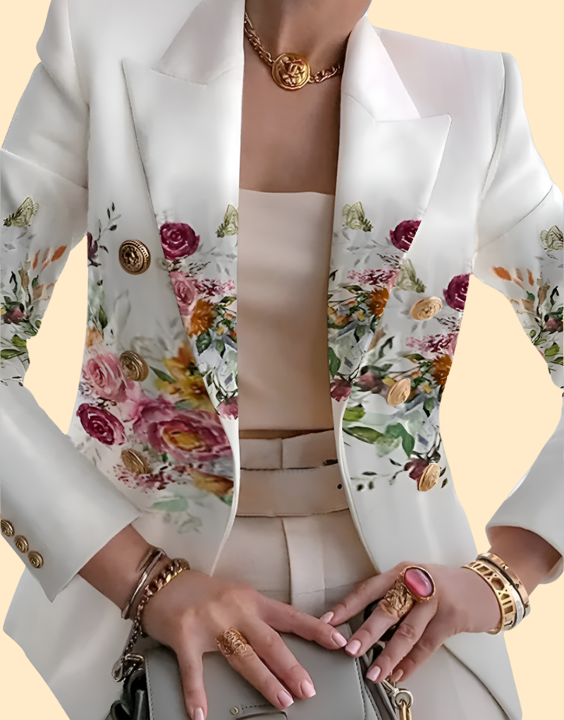 Georgia | Elegant Floral-Trim Blazer for Women