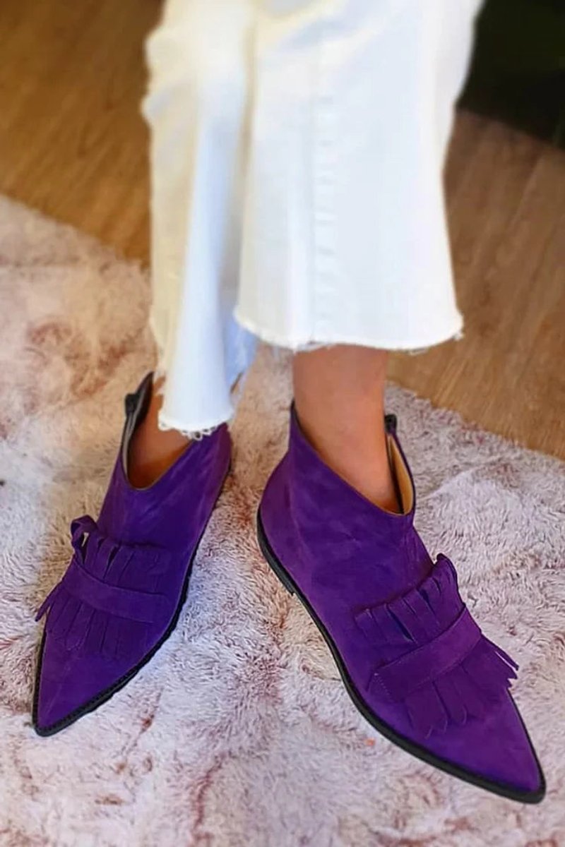Demi | Fringe-Detail Pointed-Toe Ankle Boots
