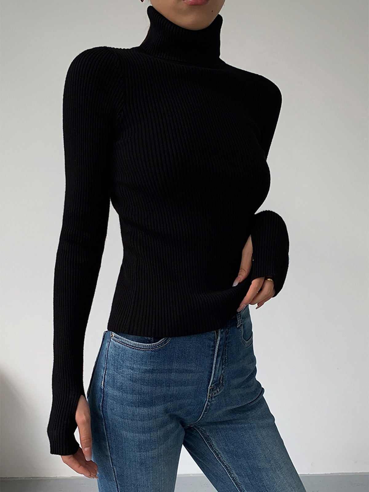 Jennifer | Ribbed Turtleneck Sweater with Slim Fit